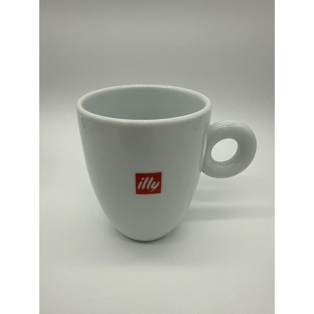 Ily Logo Mug White Red Porcelain Coffee Espresso Rounded Handle Design